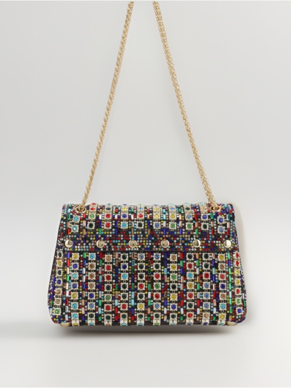 LaurenLorraine Celine Jeweled Shoulder Crossbody Bag Multicolor Chain Strap - Picture 5 of 14